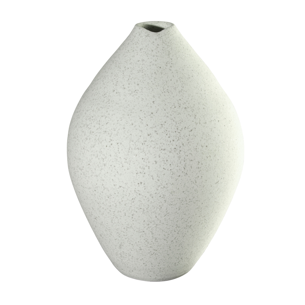 Vase bombé en céramique, coloris blanc - 12,4cm
