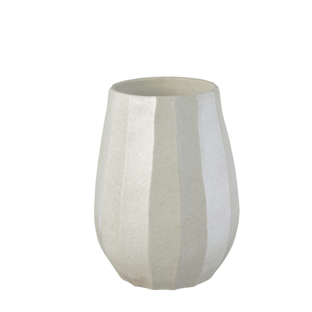 Vase droit en céramique, coloris crème - D.25cm