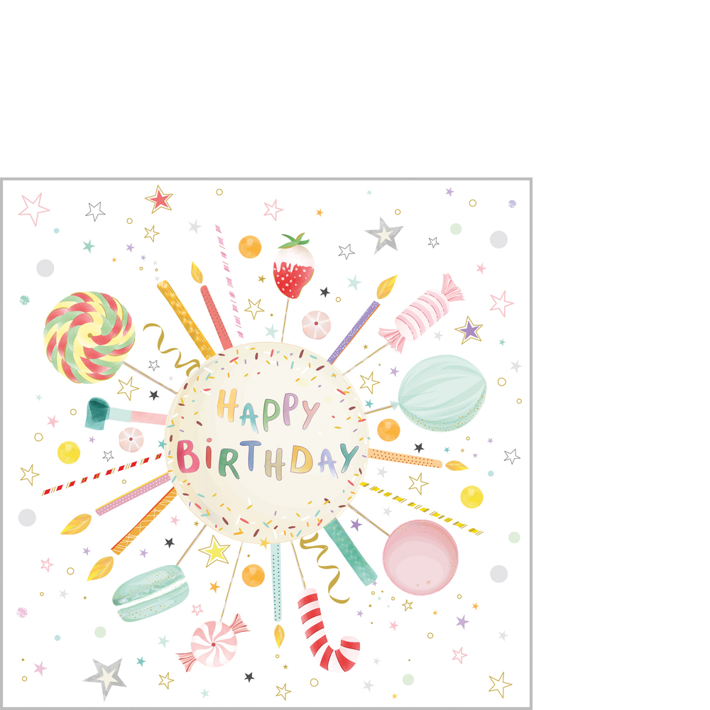 Lot de 20 serviettes papier FSC 'Turnowsky bday' - L.25xl.25cm