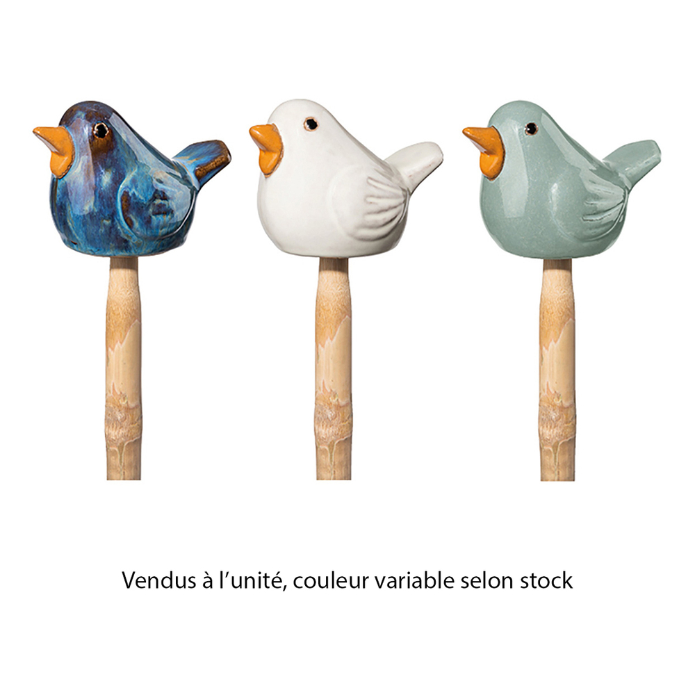 Statue Stick Uccellino, en terre cuite émaillée - H.60cm