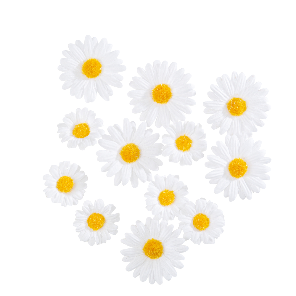 12 marguerites artificielles - 3 à 4,5cm