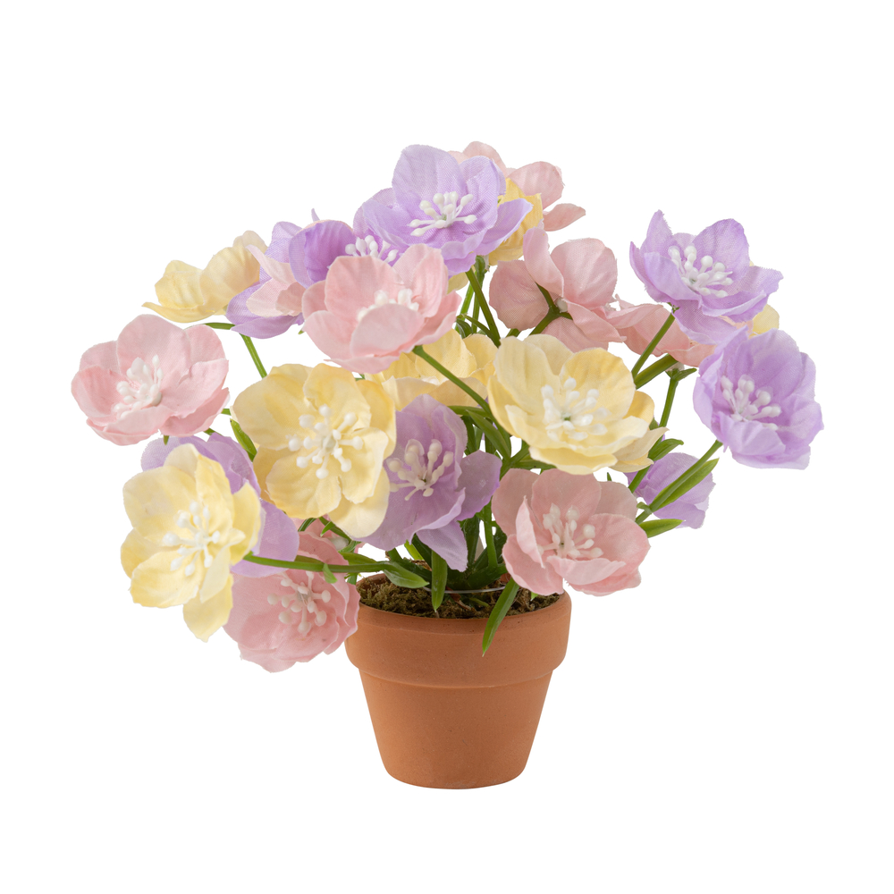 Composition de fleurs artificielles, coloris mixte - H.14cm