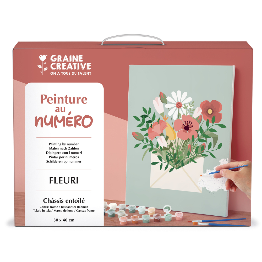 Kit de peinture par numéro 'Fleuri', coloris rose - L.40xl.30cm