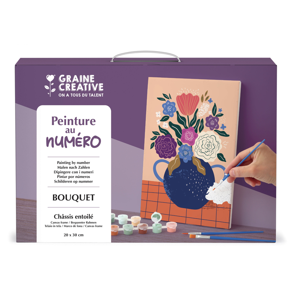 Kit de peinture par numéro 'Bouquet', coloris violet - L.30xl.20cm