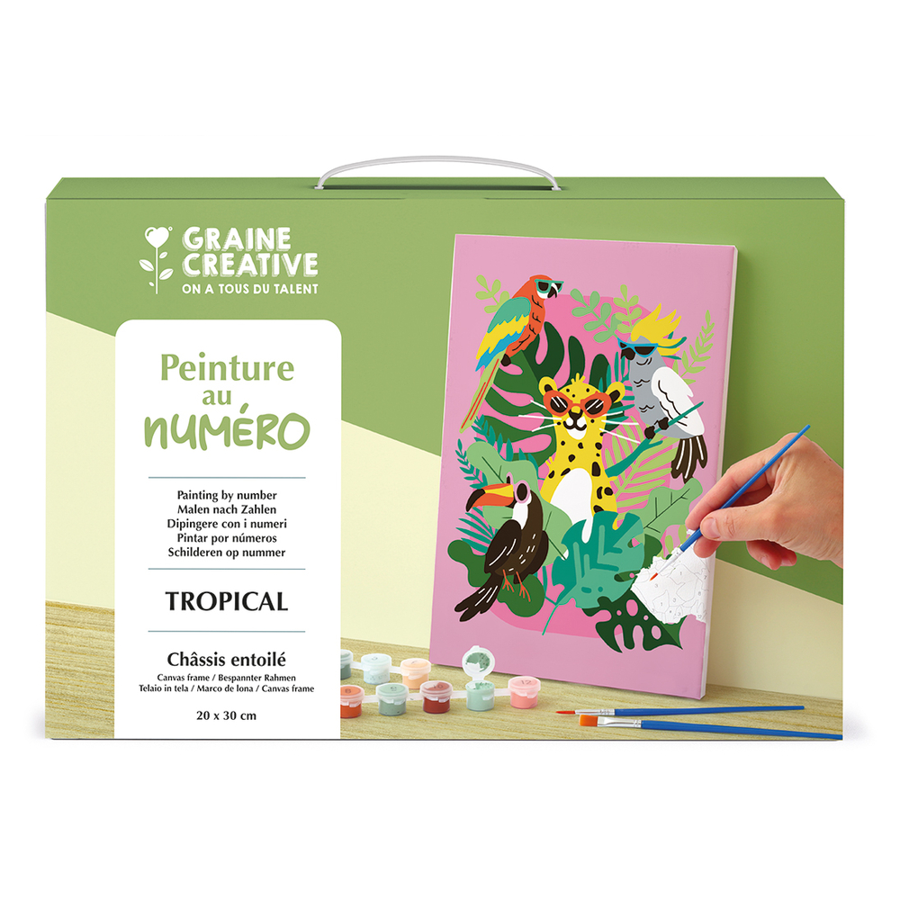 Kit de peinture par numéro 'Tropical', coloris vert - L.30xl.20cm
