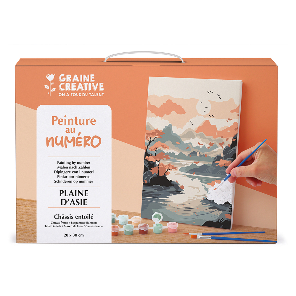 Kit de peinture par numéro 'Plaine d'Asie', saumon - L.30xl.20cm