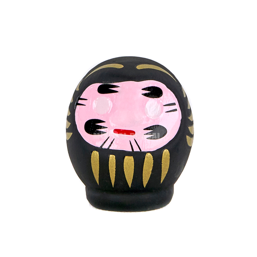 Figurine, Daruma en céramique noir - L.4,5xl.4,5xH.5cm