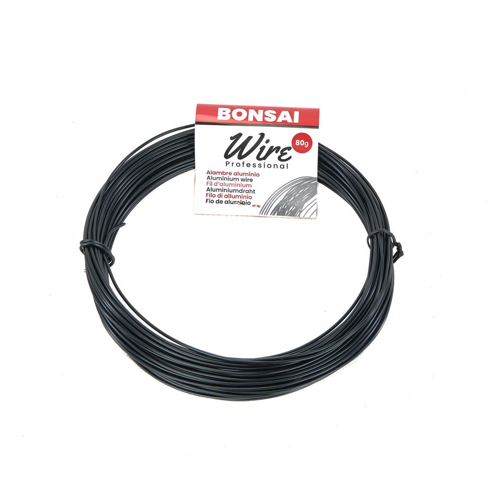 Fil à bonsaï 80 grammes en aluminium flexible, coloris noir - D.1,5mm