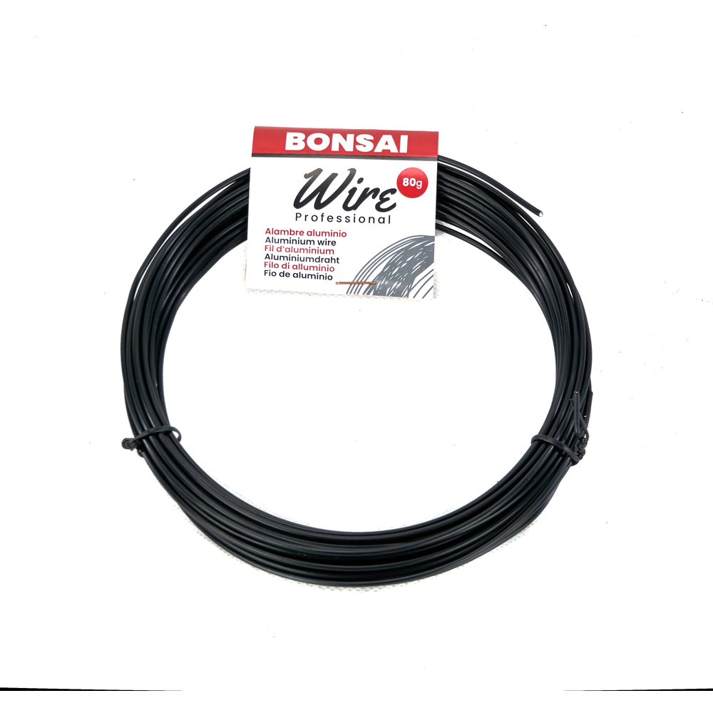 Fil à bonsaï 80 grammes en aluminium flexible, coloris noir - D.2mm
