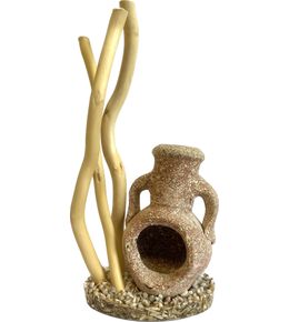 Décoration d'aquarium, branches avec amphore
