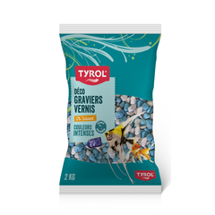 Décoration pour aquarium, gravier verni turquoise et blanc 2kg