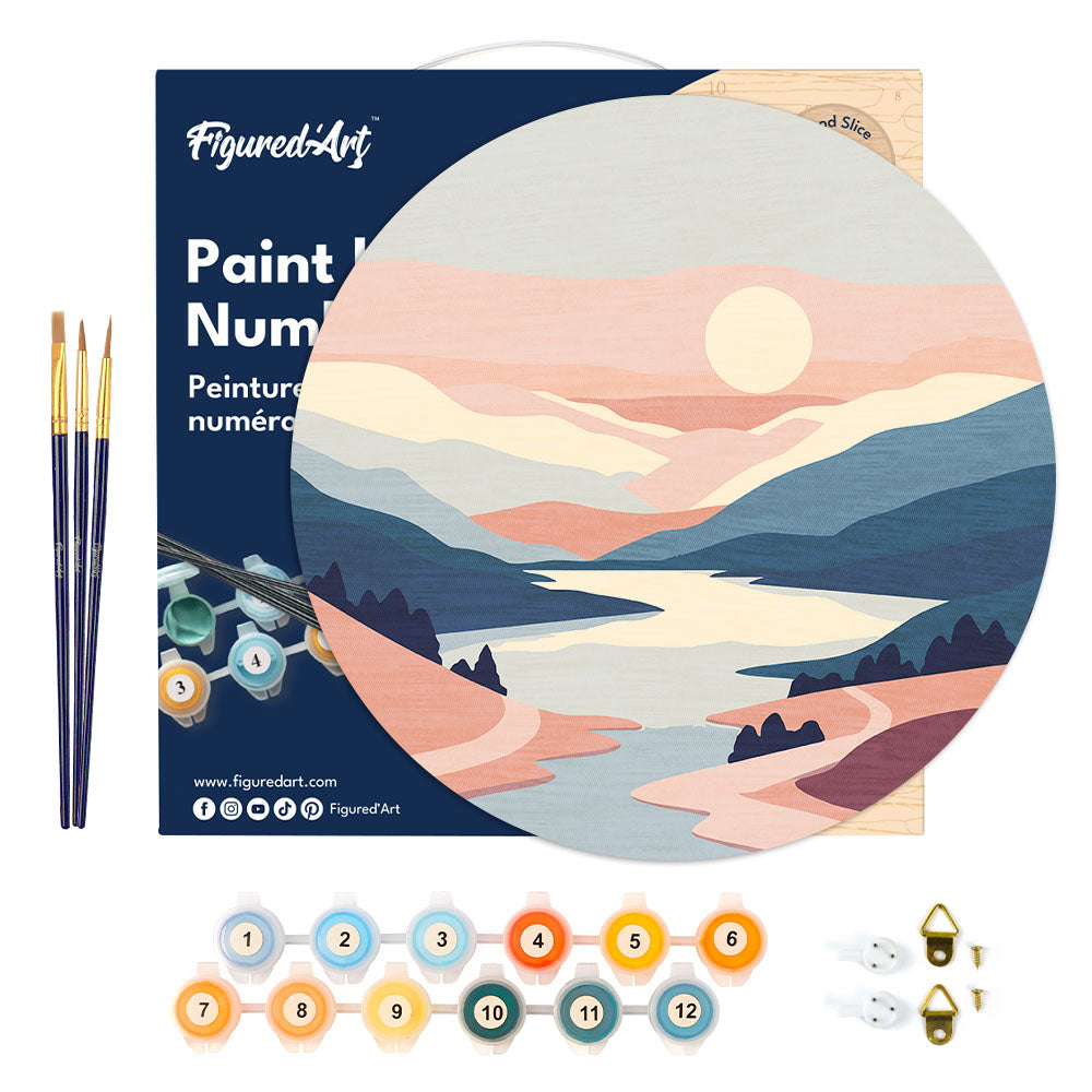 Kit de peinture par numéro en disque 'Lever de Soleil pastel' - D.30cm