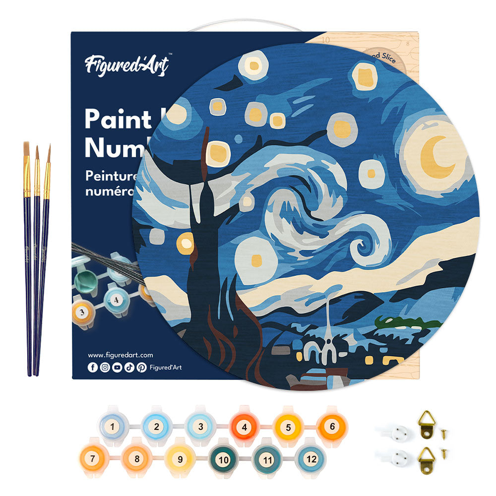 Kit de peinture par numéro en disque 'Nuit étoilée' - D.30cm