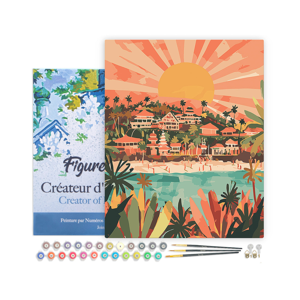 Kit de peinture par numéro 'Lever de soleil à Bali' - L.50xl.40cm