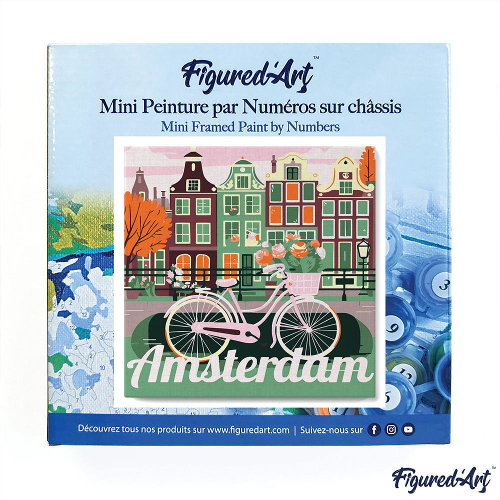 Mini kit de peinture par numéro 'Vélo à Amsterdam' - L.20xl.20cm