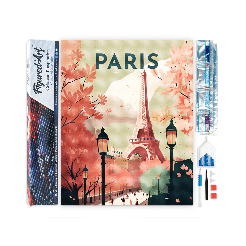Kit de broderie diamant 'Vue sur Paris' - L.50xl.40cm