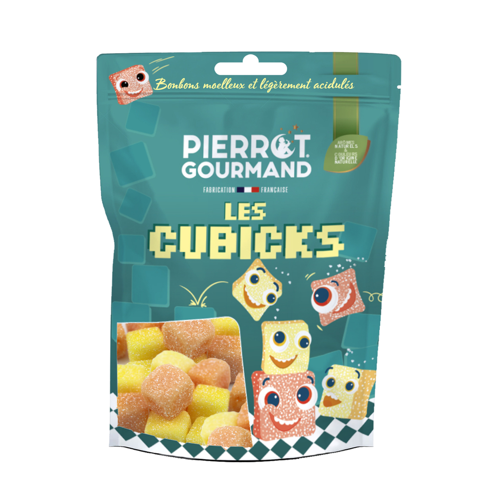 Sachet de bonbons 'Les Cubicks', saveurs fruitées - 100g