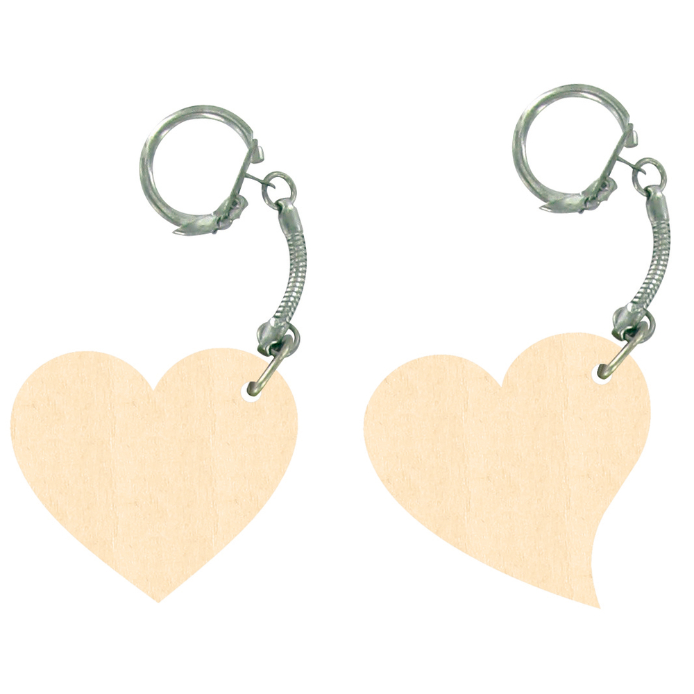 4 porte-clés en bois 'Cœurs' - L.5cm