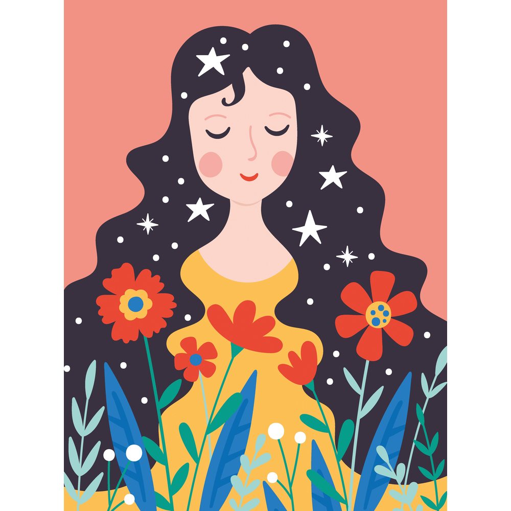 Kit de peinture par numéro 'Jeune Fille', 9 couleurs - L.40xl.30cm