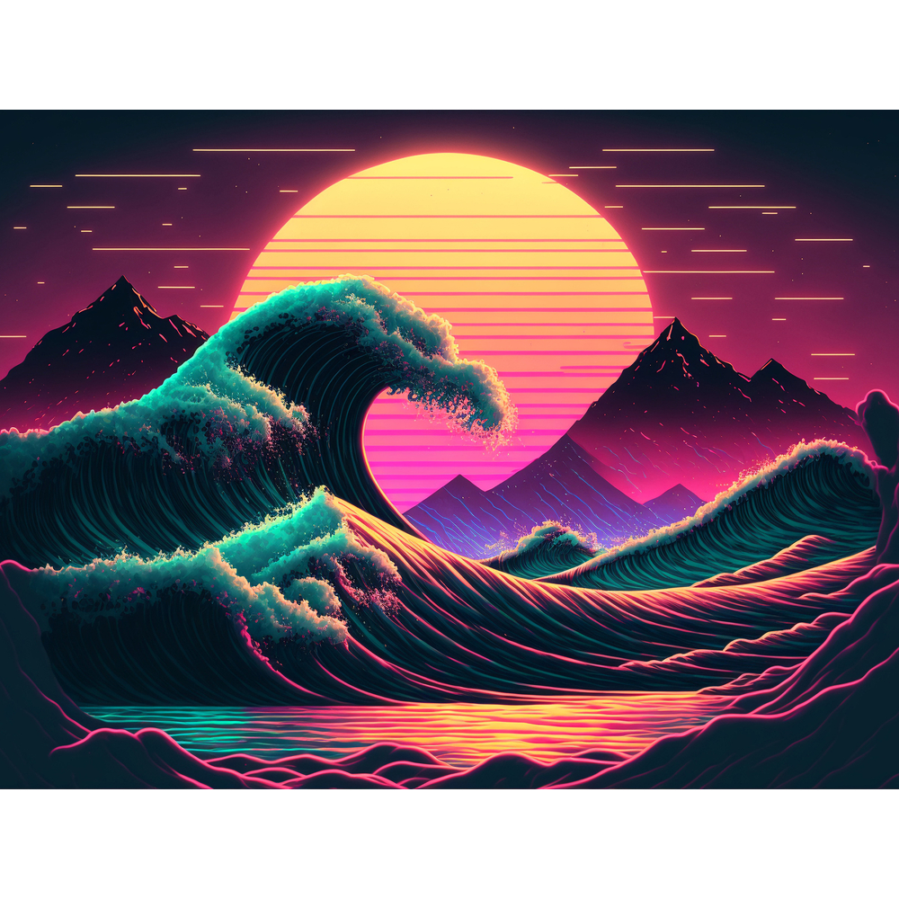 Kit de peinture par numéro 'Vagues', 21 couleurs - L.40xl.30cm