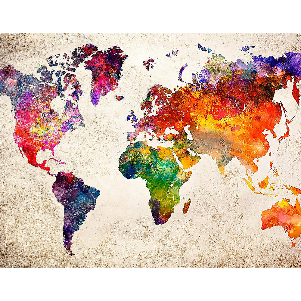 Kit de peinture par numéro 'Planisphère', 22 couleurs - L.50xl.40cm