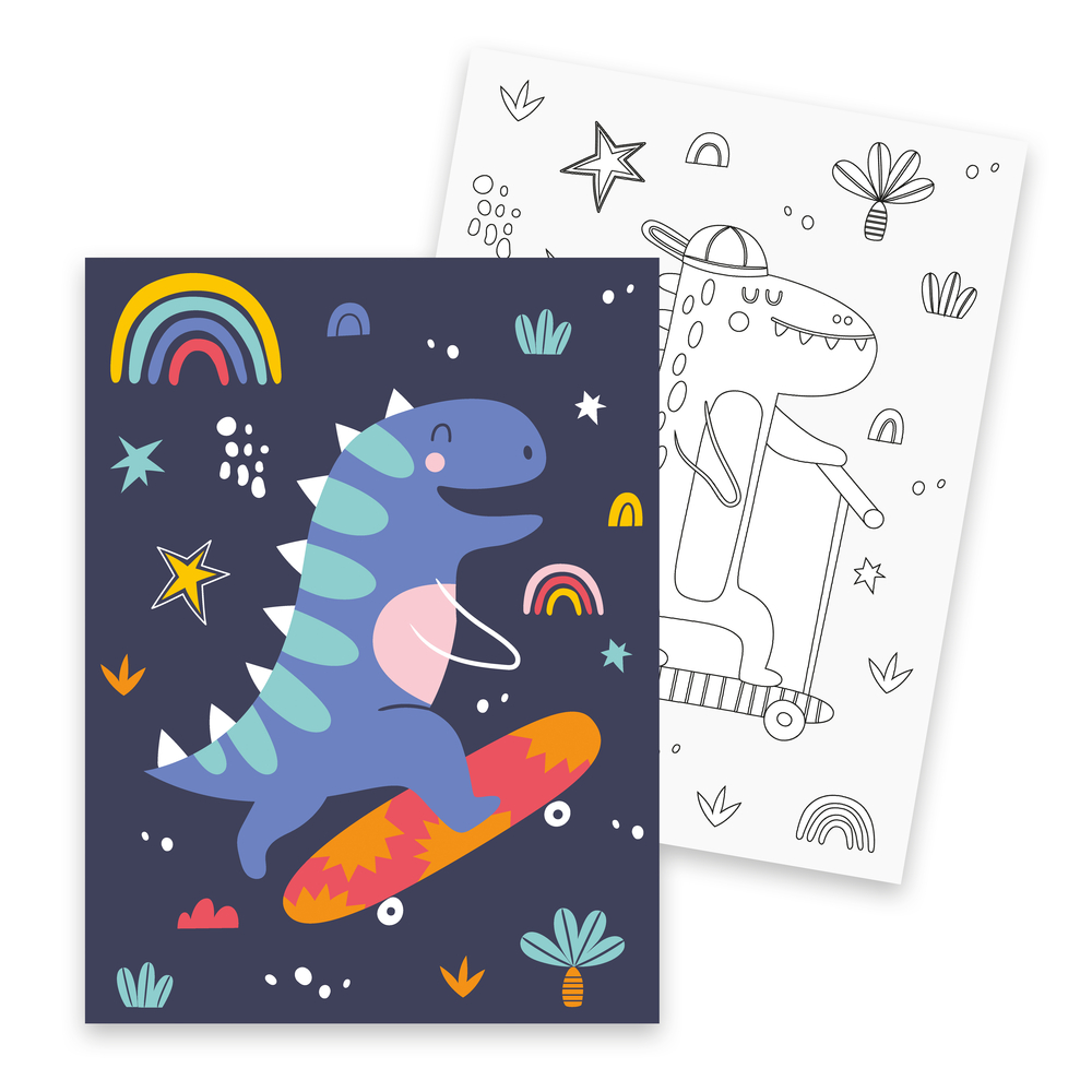 Kit enfant, peinture par numéro 'Dino rigolo', 2 pièces - L.24xl.18cm