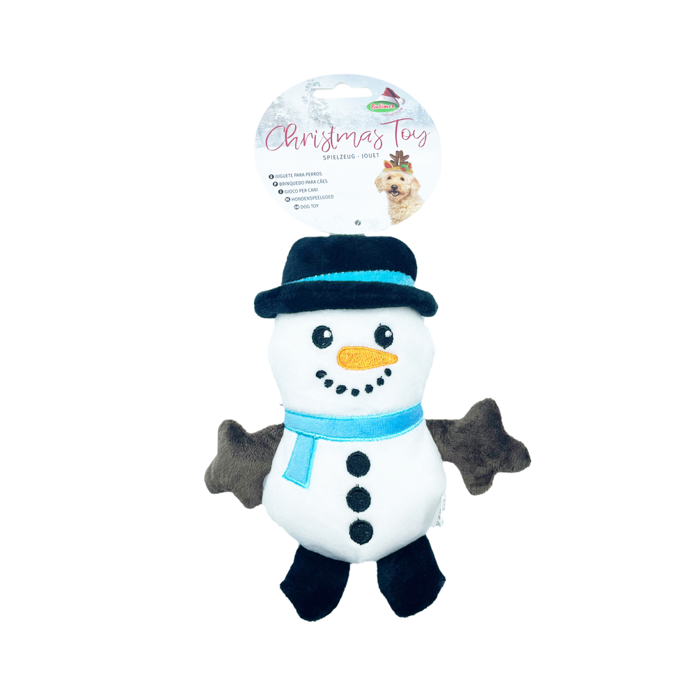 Peluche pour chien : bonhomme de neige - H.19cm