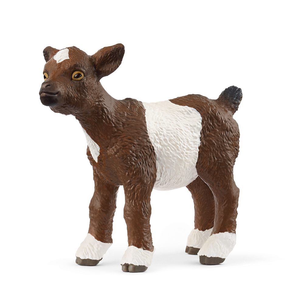 Figurine de chevreau, coloris marron et blanc - L.4,6cm