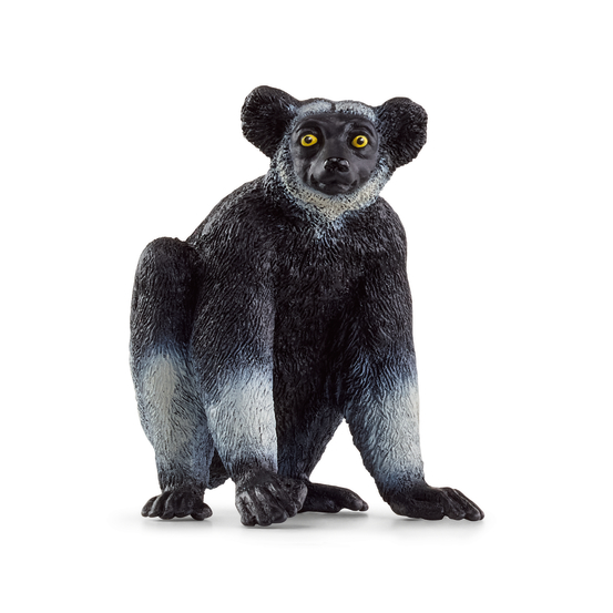 Figurine d'Indri de Madagascar, coloris noir/blanc - L.4,8cm