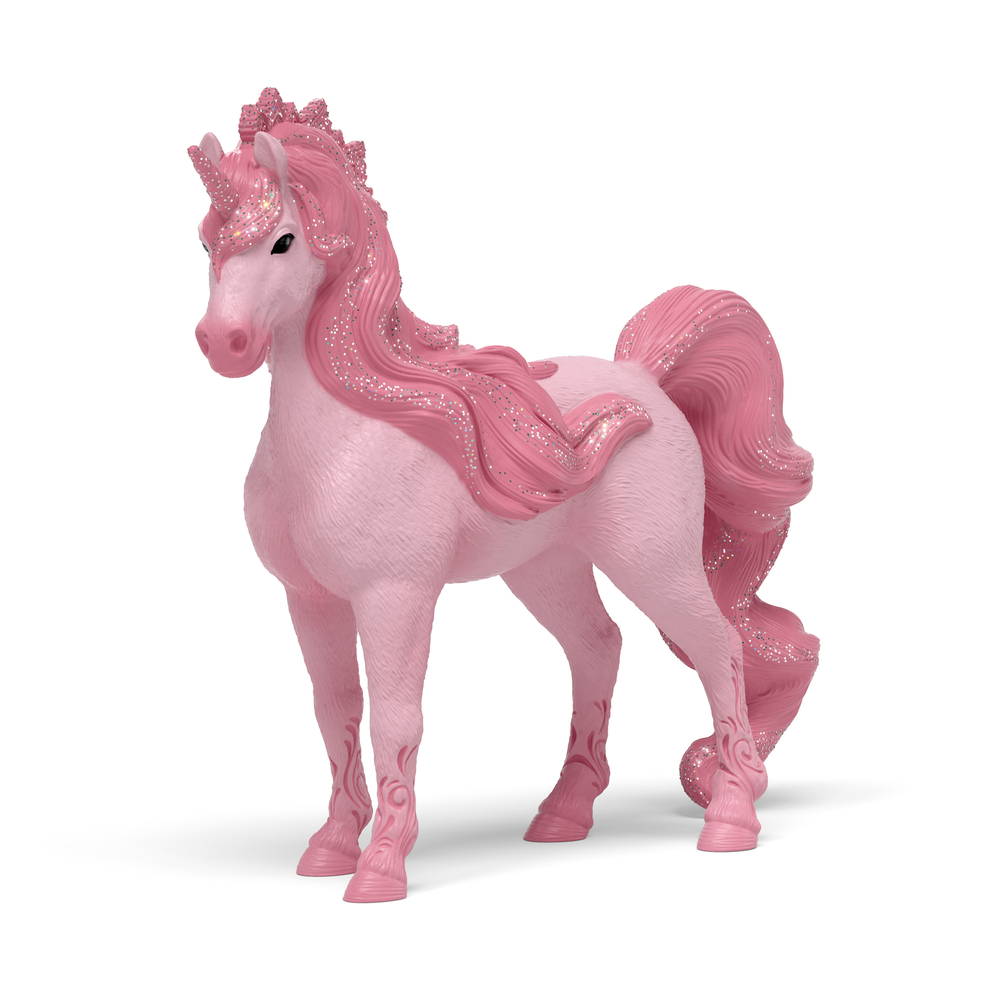 Figurine de jument licorne Cassiopeia, coloris rose - L.8,7cm
