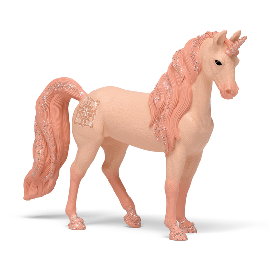 Figurine de jument licorne, coloris pêche - L.15cm