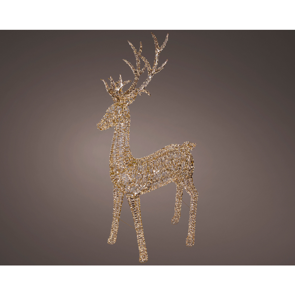 Renne de Noël lumineux, LED blanche chaude, coloris or - H.270cm