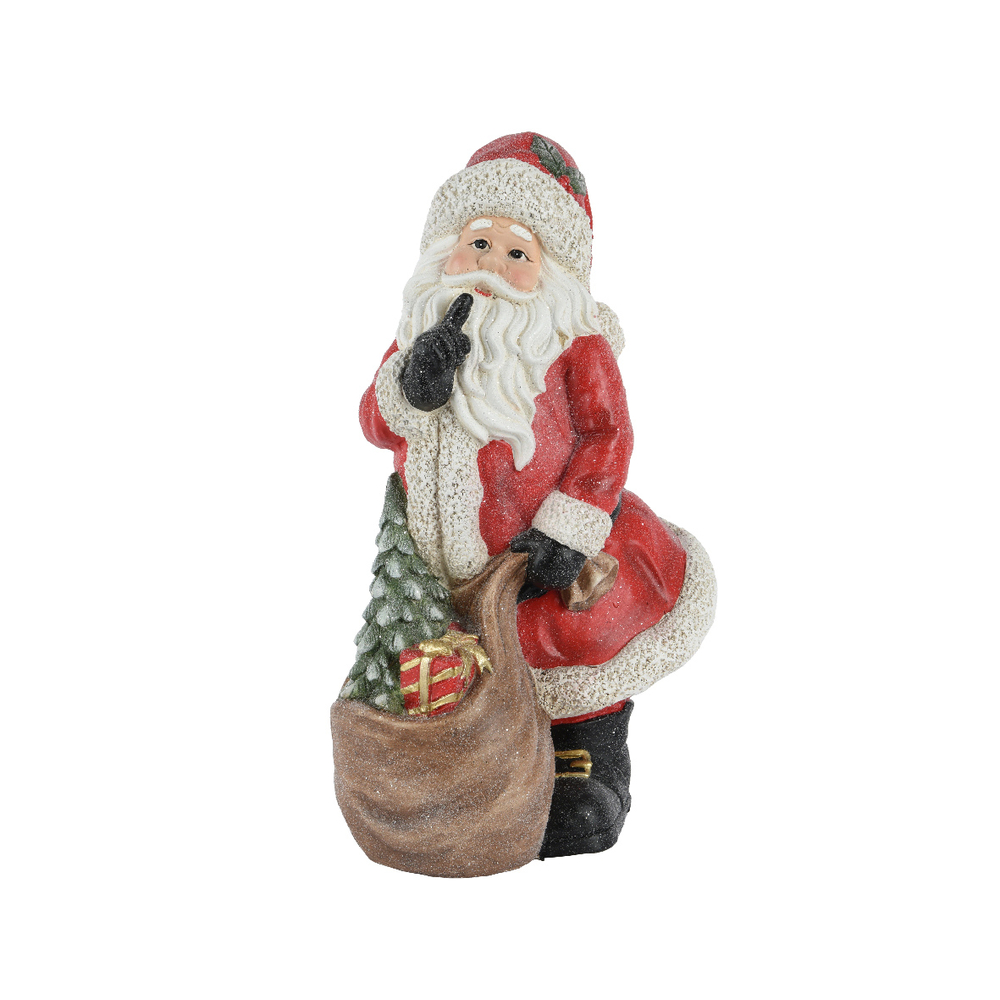 Figurine Père Noël, coloris blanc et rouge - H.60cm