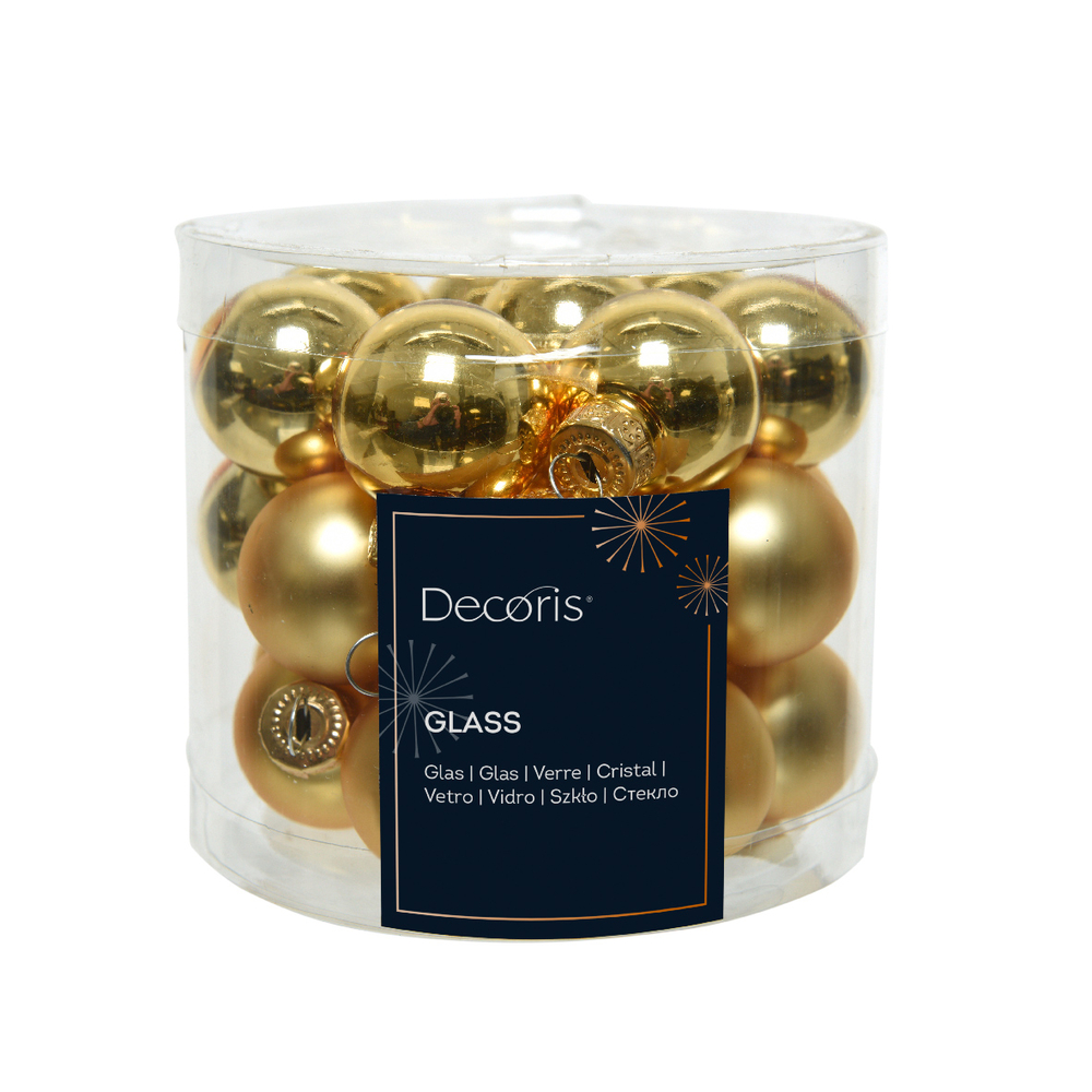 Assortiment 24 boules de Noël en verre, coloris or - D.2,5cm
