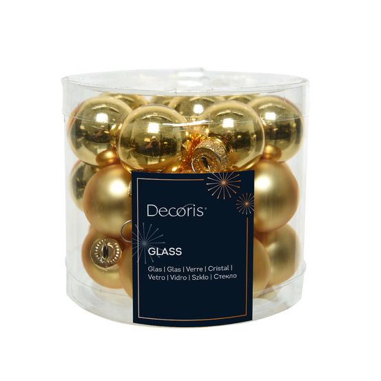 Assortiment 24 boules de Noël en verre, coloris or - D.2,5cm