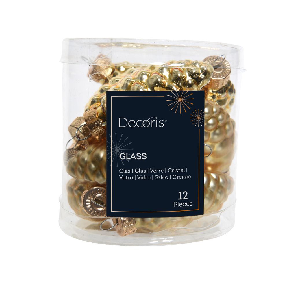 Suspension pomme de pin en verre - coloris or - H6cm x12