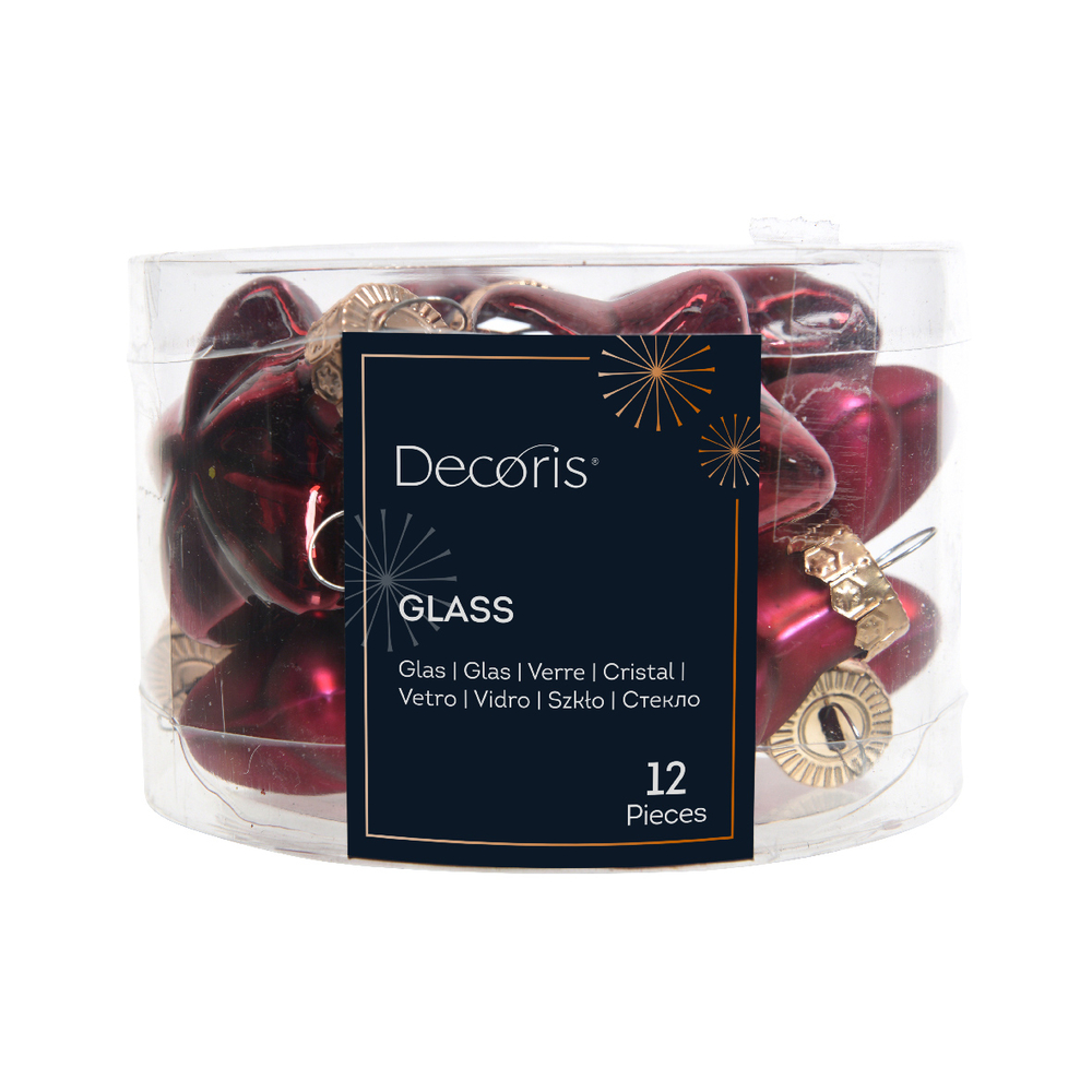 Suspension étoile en verre - coloris bordeaux - 4,5x2cm x12