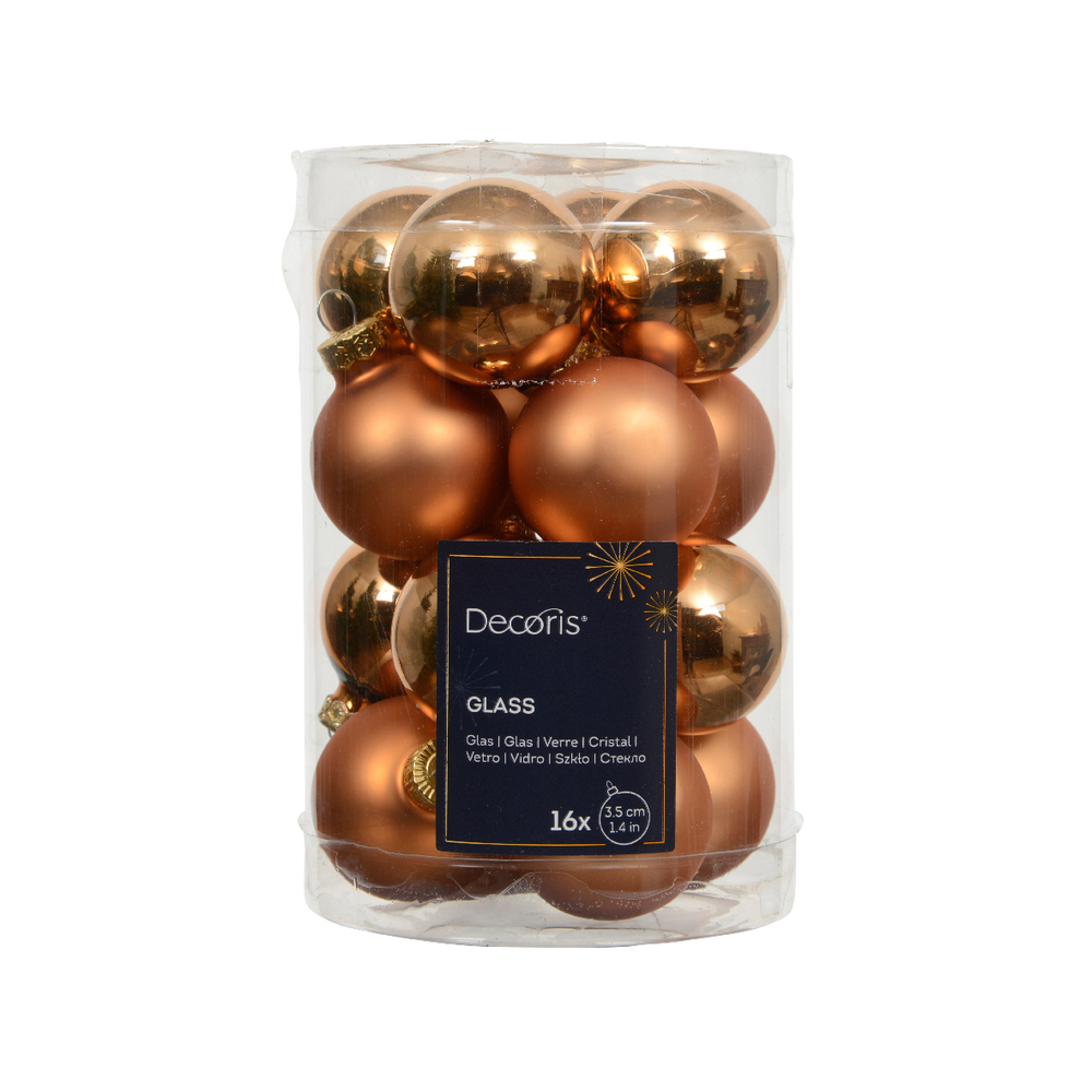 Assortiment 24 boules de Noël en verre, coloris brandy - D.3,5cm