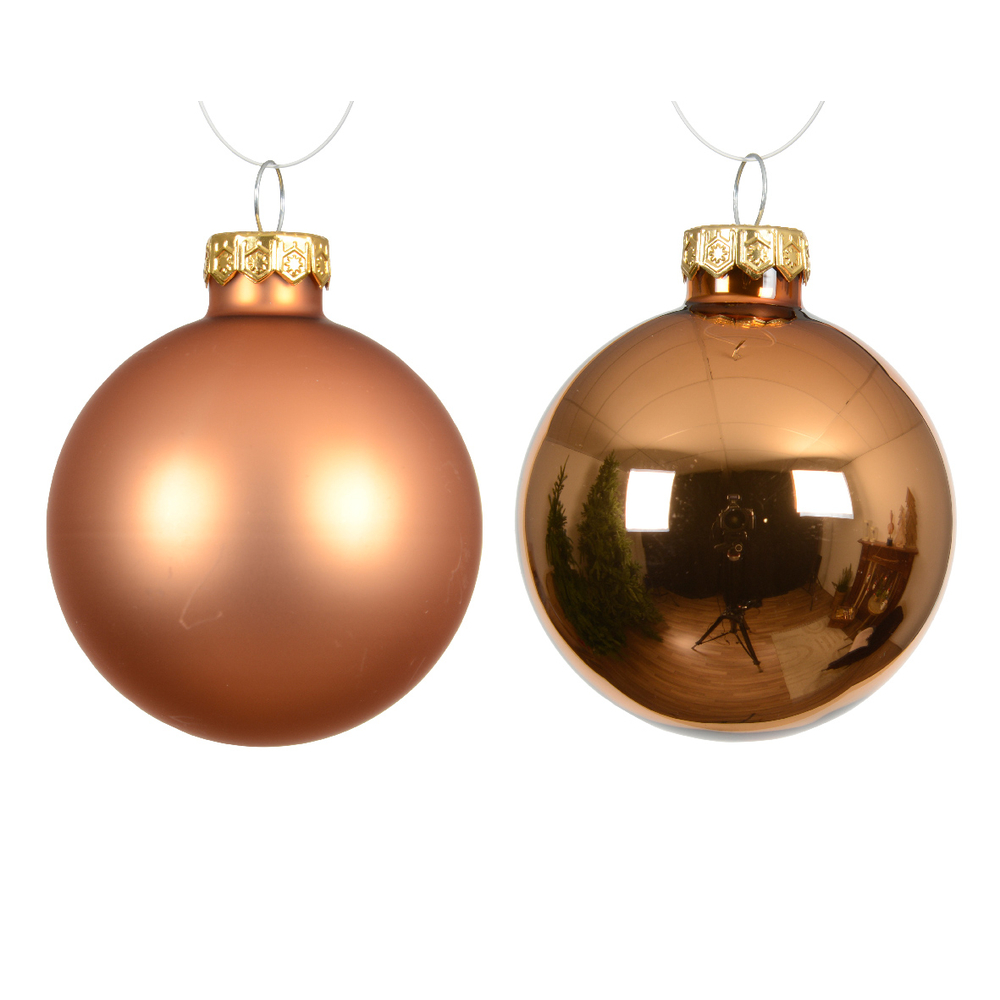 Assortiment 20 boules de Noël en verre, coloris brandy - D.6cm