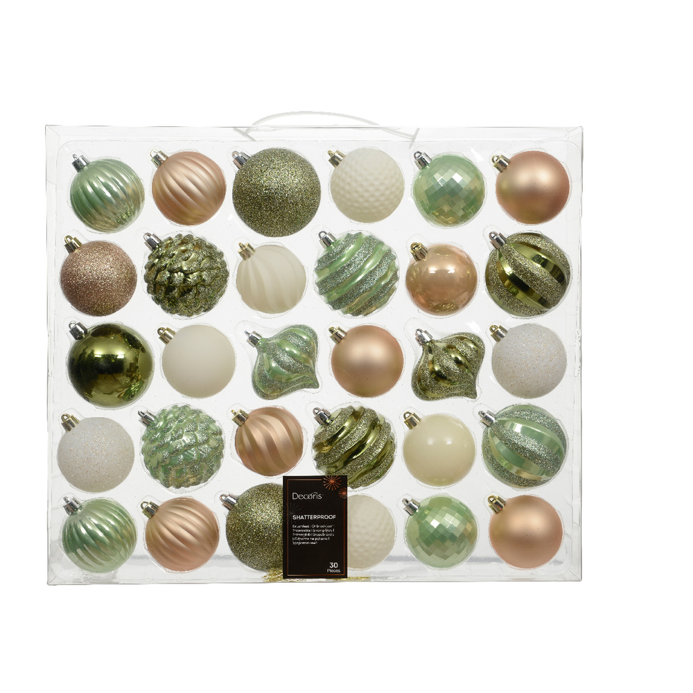 Assortiment 30 boules de Noël, coloris mix moderne - D.7cm