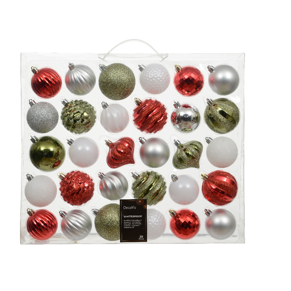 Assortiment 30 boules de Noël, coloris mix enfant - D.7cm