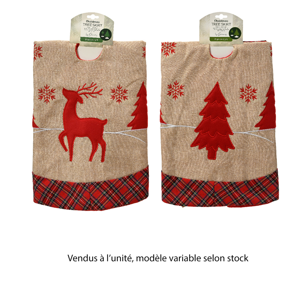Jupe sapin figurines Noël - coloris beige rouge - D90cm