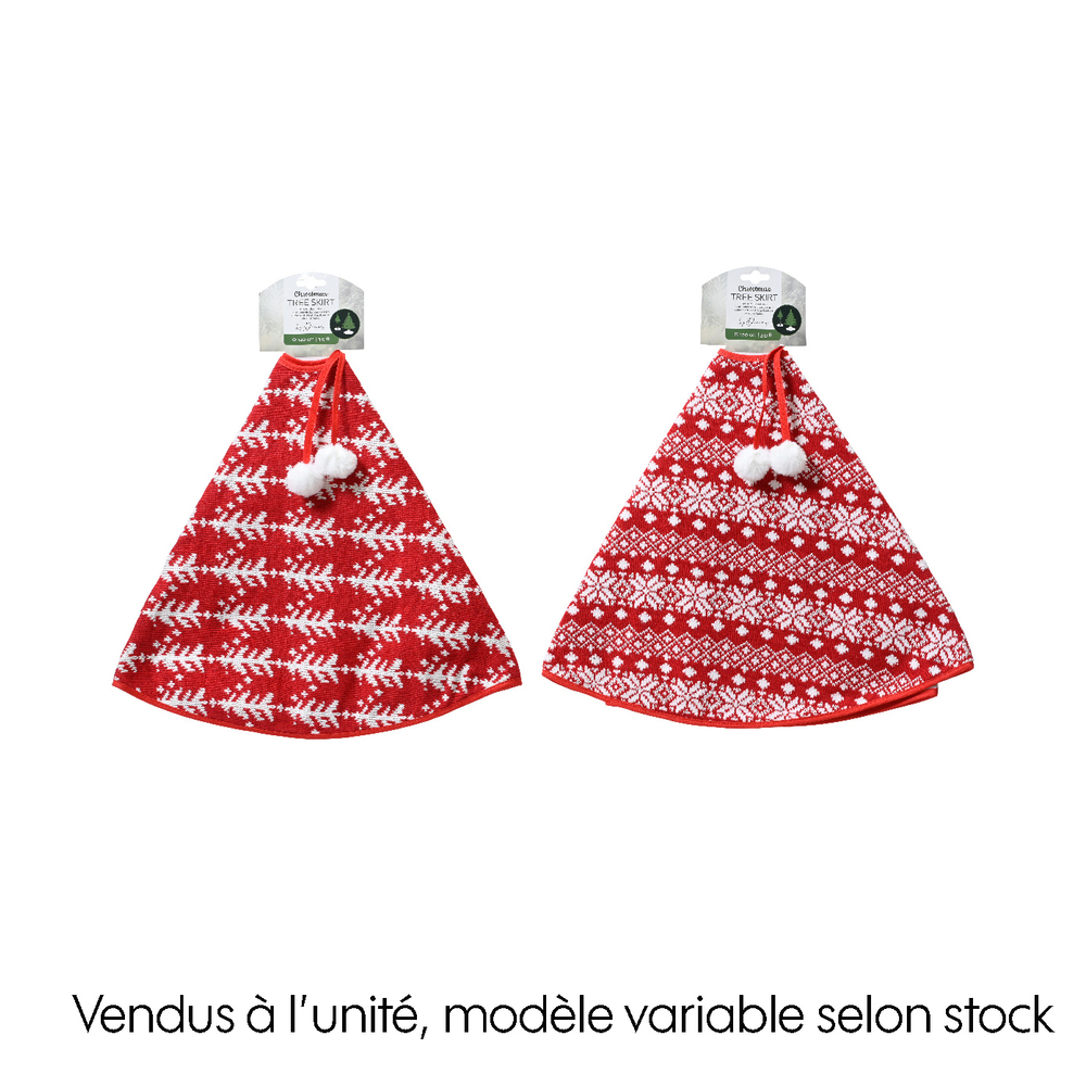 Jupe sapin motifs assortis - coloris rouge/blanc - D90cm