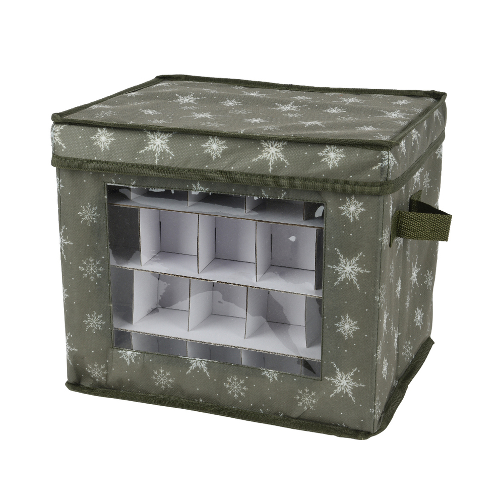 Boîte de rangement boules de Noël, coloris vert/blanc - D.6cm