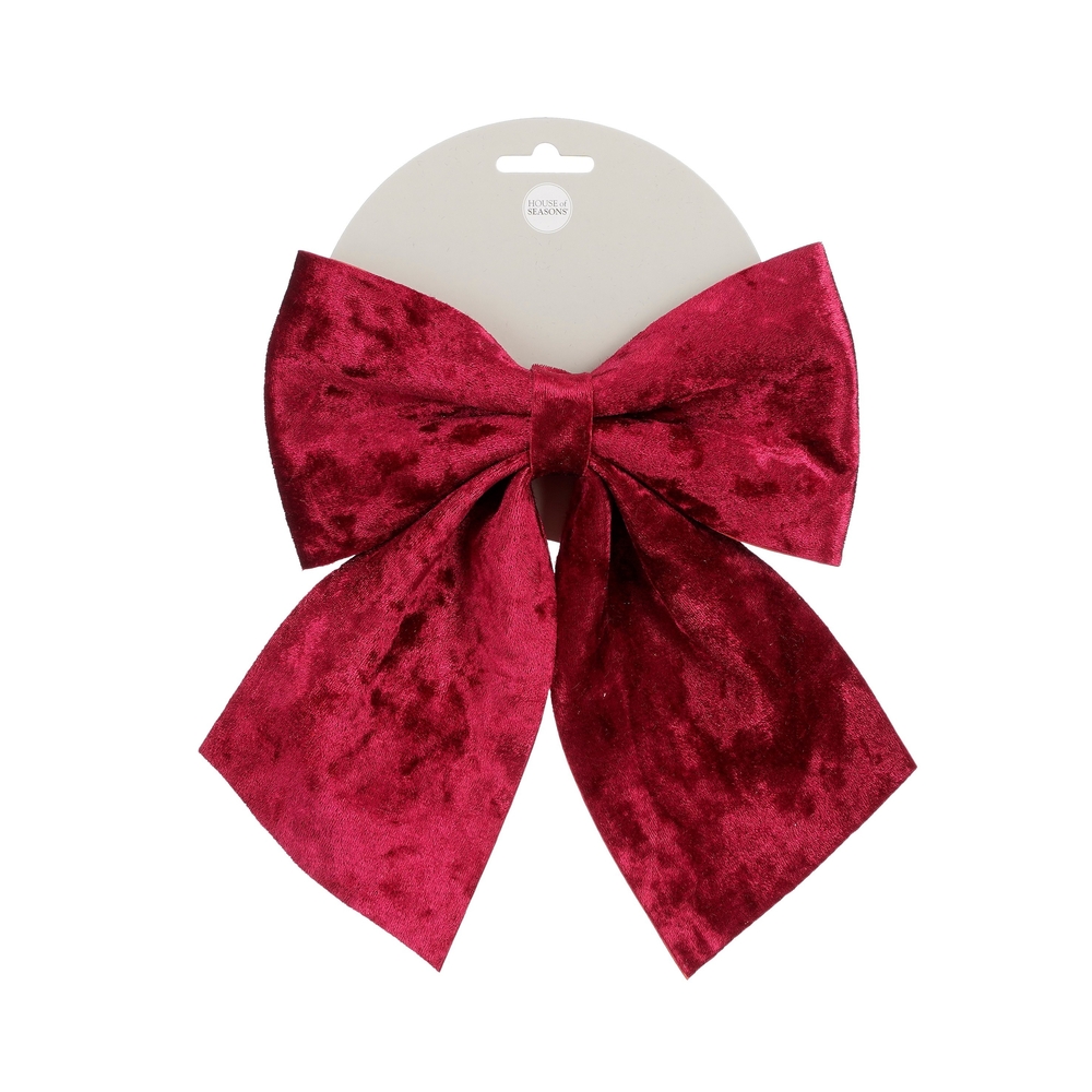 Nœud de Noël en velours, coloris bordeaux - L.24xl.20cm