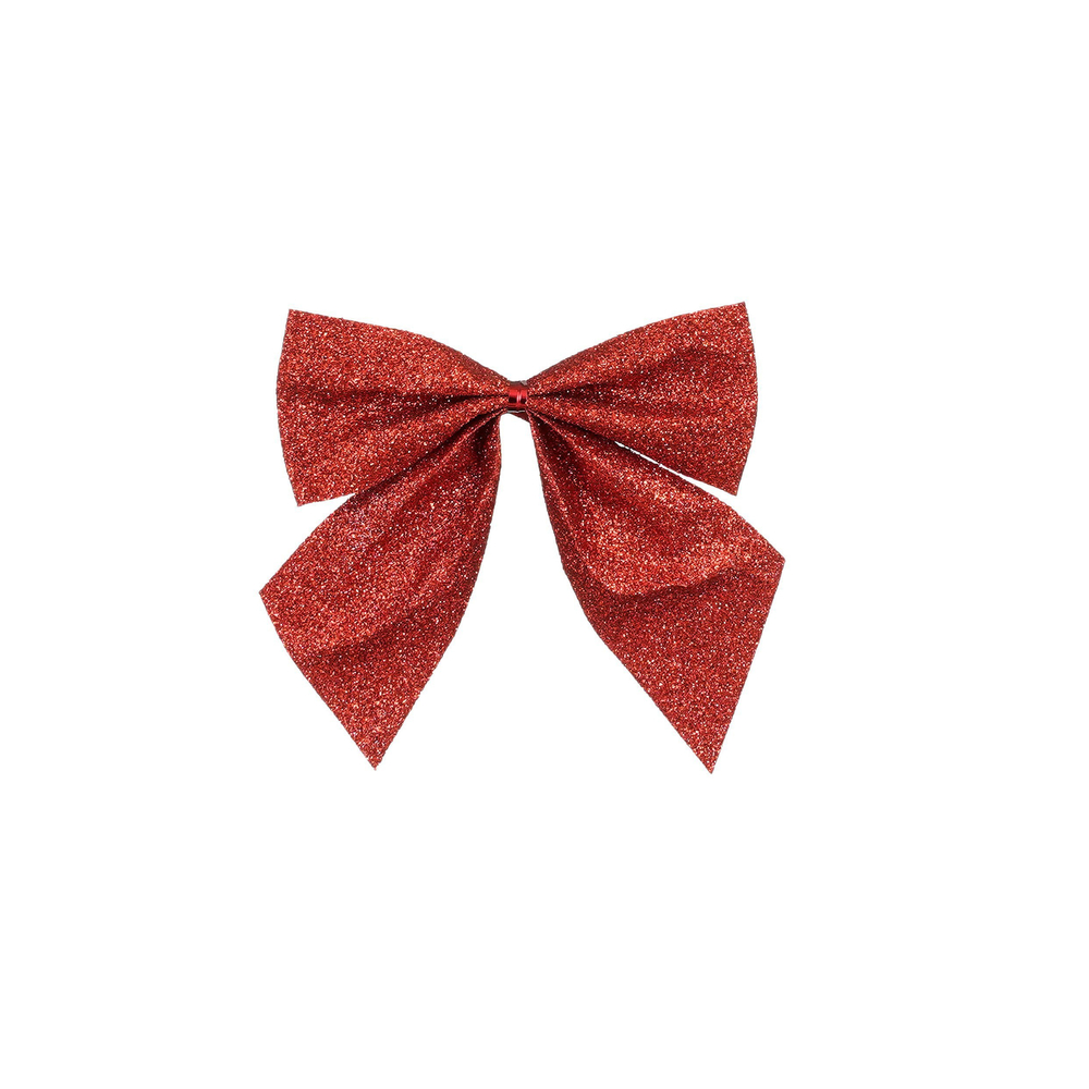 Nœuds de Noël, coloris rouge pailleté, L.12xl.10cm - 6 pièces