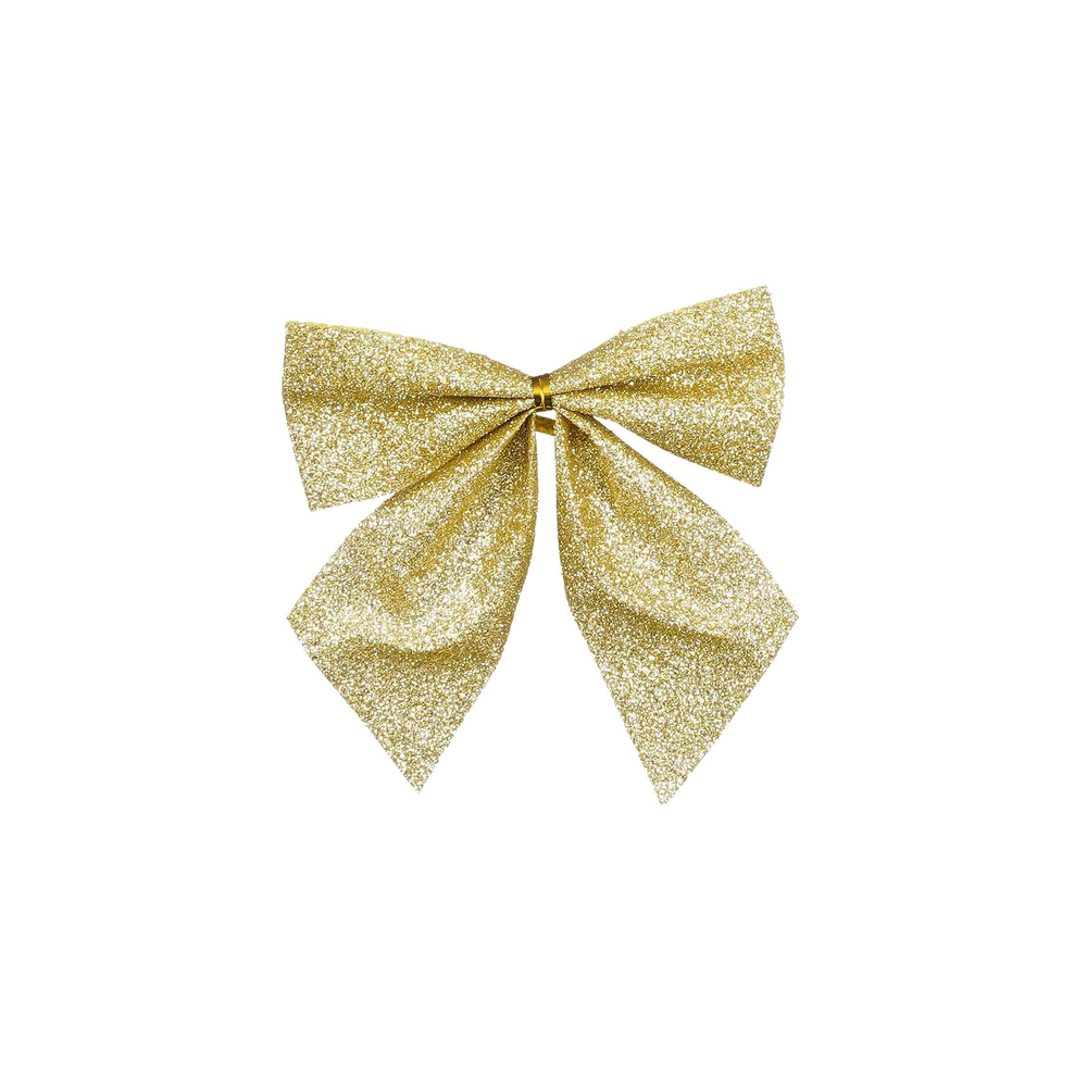 Nœuds de Noël, coloris or pailleté, L.12xl.10cm - 6 pièces