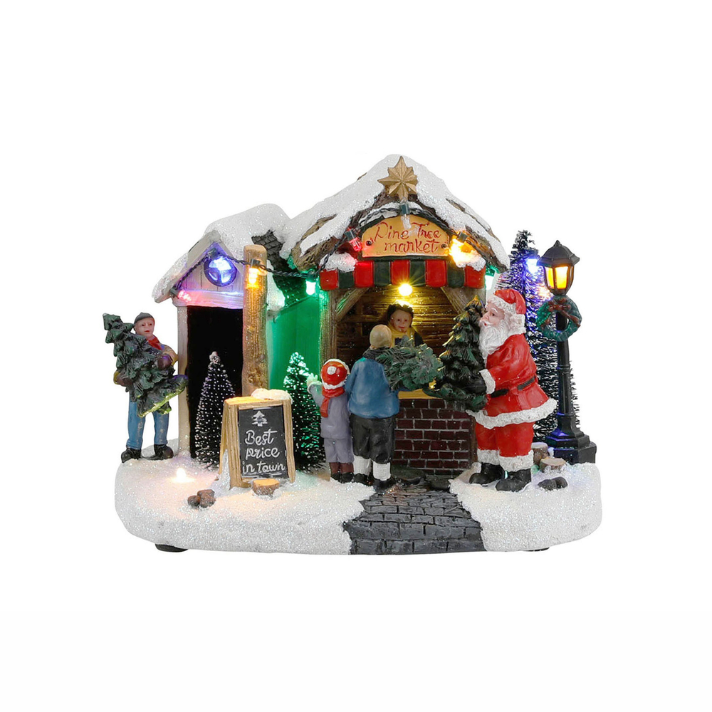 Scène de Noël animée, coloris mixte - L.29,6xH.17,3cm