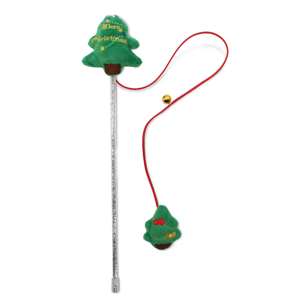 Canne à pêche pour chat, Noël double sapin 45cm