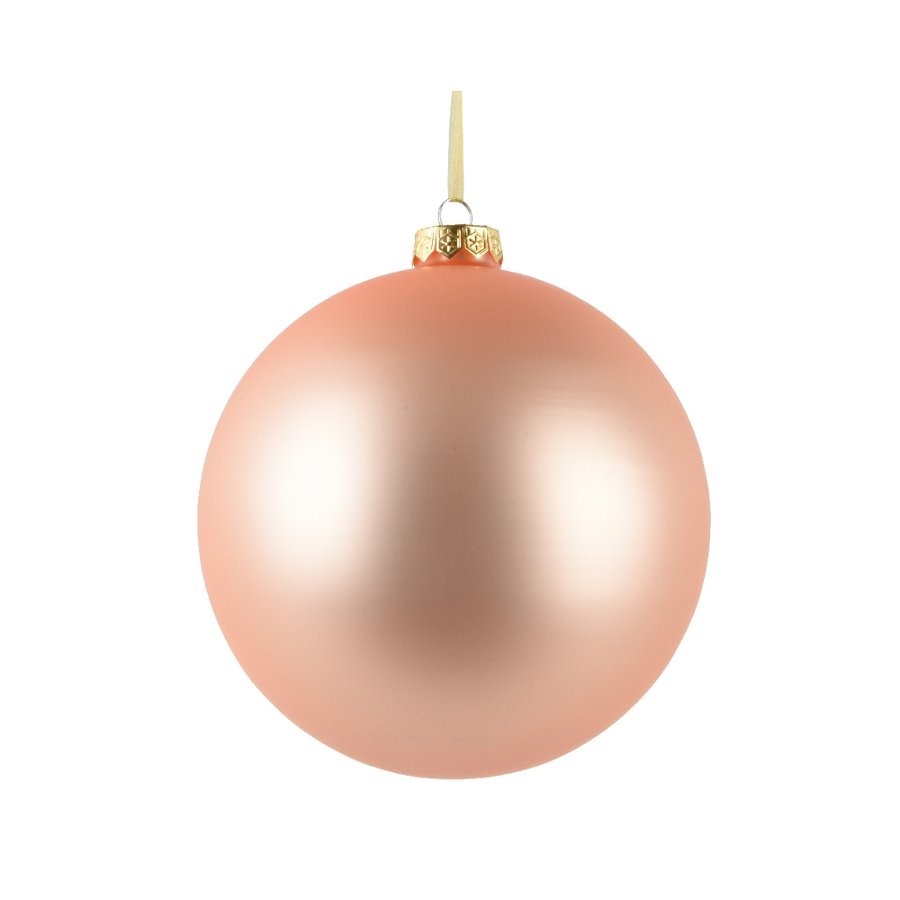 Boule de Noël en verre, finition mate, coloris pêche - D.8cm